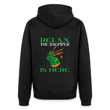Bagpipe training and bagpipe playing - Unisex Premium Organic Zip Hoodie - black - Back - Nico (187cm)