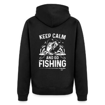 Restez calme et allez pêcher - Veste à capuche bio Premium Unisexe - noir - Dos - Nico (187cm)