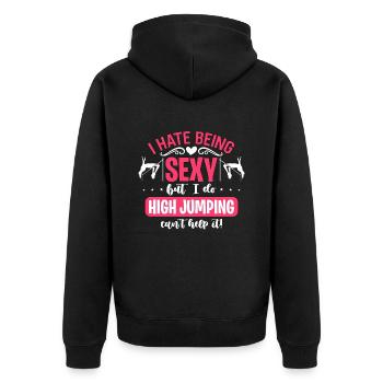 Saut en hauteur Je déteste être sexy mais j’adore courir - Veste à capuche bio Premium Unisexe - noir - Dos - Nico (187cm)