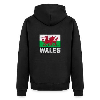 Rugby Verein Rugbyteam Football Sport Geschenk - Unisex Premium Bio Zip Hoodie - Schwarz - Hinten - Nico (187cm)