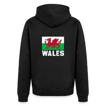 Rugby - Unisex Premium Bio Zip Hoodie - Schwarz - Hinten - Nico (187cm)