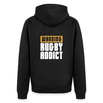 Rugby - Unisex Premium Bio Zip Hoodie - Schwarz - Hinten - Nico (187cm)