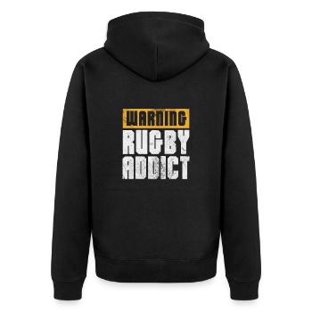 Rugby Verein Rugbyteam Football Sport Geschenk - Unisex Premium Bio Zip Hoodie - Schwarz - Hinten - Nico (187cm)