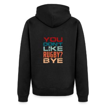 Rugby - Unisex Premium Bio Zip Hoodie - Schwarz - Hinten - Nico (187cm)