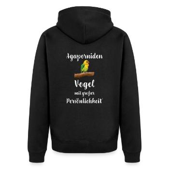 Agaporniden I Unzertrennliche Motiv für Vogel - Unisex Premium Bio Zip Hoodie - Schwarz - Hinten - Nico (187cm)