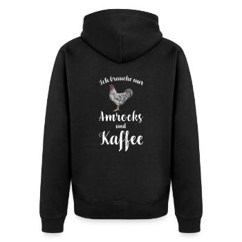 Amrock Huhn I Chicken Geflügel Motiv für - Unisex Premium Bio Zip Hoodie - Schwarz - Hinten - Nico (187cm)