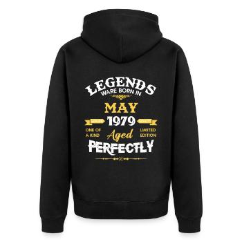 Vintage Aged To Perfection May 1979 - Unisex Premium Organic Zip Hoodie - black - Back - Nico (187cm)