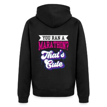 Du Bist Einen Marathon Gelaufen Das Ist Niedlich - Unisex Premium Bio Zip Hoodie - Schwarz - Hinten - Nico (187cm)