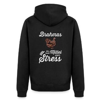 Brahma Hühner I Chicken Geflügel Motiv für - Unisex Premium Bio Zip Hoodie - Schwarz - Hinten - Nico (187cm)