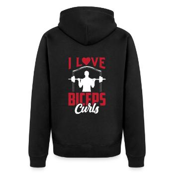 I love biceps curls sayings muscles biceps - Unisex Premium Organic Zip Hoodie - black - Back - Nico (187cm)
