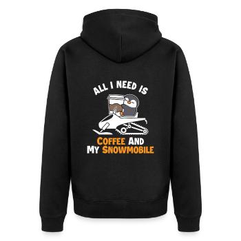 Coffee and my Snowmobile Snowmobile Fahrer - Unisex Premium Bio Zip Hoodie - Schwarz - Hinten - Nico (187cm)