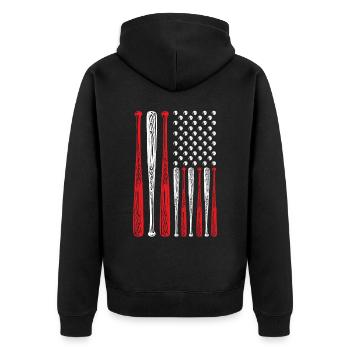 Baseball-Liebhaber Baseball-Spieler Baseball-Trainer USA - Unisex Premium Bio Zip Hoodie - Schwarz - Hinten - Nico (187cm)