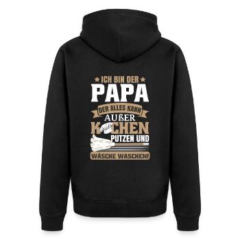 Ich bin der Papa der alles kann - Unisex Premium Bio Zip Hoodie - Schwarz - Hinten - Nico (187cm)