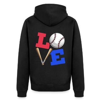 Baseball-Liebhaber Baseballspieler Baseball-Trainer - Unisex Premium Bio Zip Hoodie - Schwarz - Hinten - Nico (187cm)