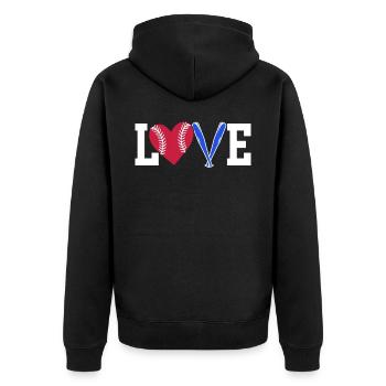 Baseball-Liebhaber Baseballspieler Baseball-Trainer - Unisex Premium Bio Zip Hoodie - Schwarz - Hinten - Nico (187cm)
