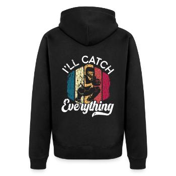 Baseball-Liebhaber Baseballspieler Baseball-Fänger - Unisex Premium Bio Zip Hoodie - Schwarz - Hinten - Nico (187cm)