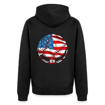 Baseball-Liebhaber Baseballspieler Baseball-Trainer USA - Unisex Premium Bio Zip Hoodie - Schwarz - Hinten - Nico (187cm)
