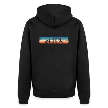 Die Evolution des Baseballs im - Unisex Premium Bio Zip Hoodie - Schwarz - Hinten - Nico (187cm)
