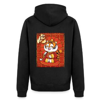 Année du Tigre Nouvel An lunaire chinois - Veste à capuche bio Premium Unisexe - noir - Dos - Nico (187cm)