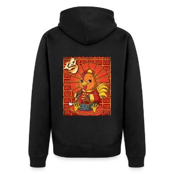 Jahr Des Hahns Mondneujahrsfest Chinesisches - Unisex Premium Bio Zip Hoodie - Schwarz - Hinten - Nico (187cm)
