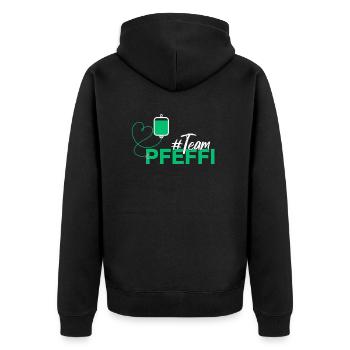 Team Pfeffi - Funny Party Menthe poivrée - Veste à capuche bio Premium Unisexe - noir - Dos - Nico (187cm)