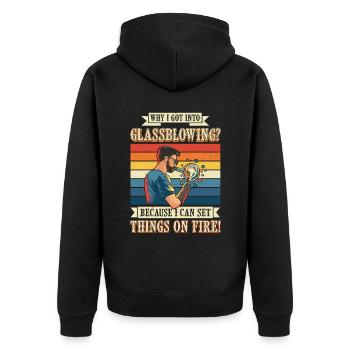 Handblown glass design for a glassblower - Unisex Premium Organic Zip Hoodie - black - Back - Nico (187cm)