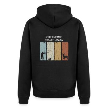 Lustiges Mir Reichts Ich Geh Jagen Jäger - Unisex Premium Bio Zip Hoodie - Schwarz - Hinten - Nico (187cm)