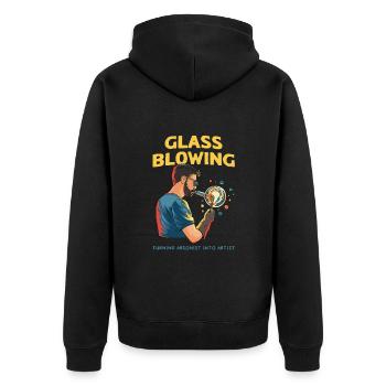Handblown glass design for a glassblower - Unisex Premium Organic Zip Hoodie - black - Back - Nico (187cm)