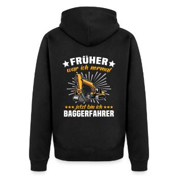 Baggerfuehrer Baggerfahrer - Unisex Premium Bio Zip Hoodie - Schwarz - Hinten - Nico (187cm)