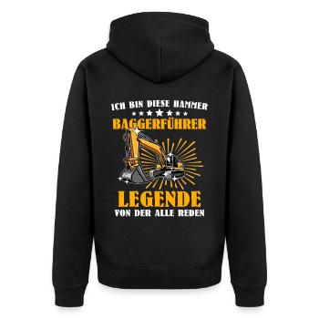 Baggerfuehrer Baggerfahrer - Unisex Premium Bio Zip Hoodie - Schwarz - Hinten - Nico (187cm)