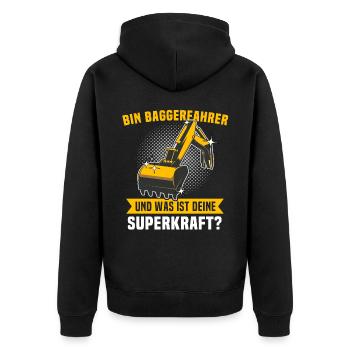 Baggerfuehrer Baggerfahrer - Unisex Premium Bio Zip Hoodie - Schwarz - Hinten - Nico (187cm)