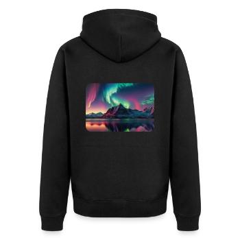 Aurora Borealis Polarlicht Nordlichter - Unisex Premium Bio Zip Hoodie - Schwarz - Hinten - Nico (187cm)