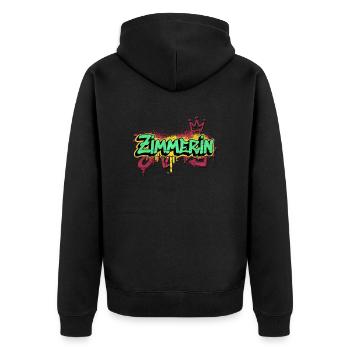 Zimmerer Graffiti-Art Zimmerin - Unisex Premium Bio Zip Hoodie - Schwarz - Hinten - Nico (187cm)