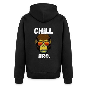 Chill Bro Affe mit Sonnenbrille Lustiges Outfit - Unisex Premium Bio Zip Hoodie - Schwarz - Hinten - Nico (187cm)