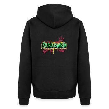 BWL Graffiti-Art Betriebswirtin - Unisex Premium Bio Zip Hoodie - Schwarz - Hinten - Nico (187cm)