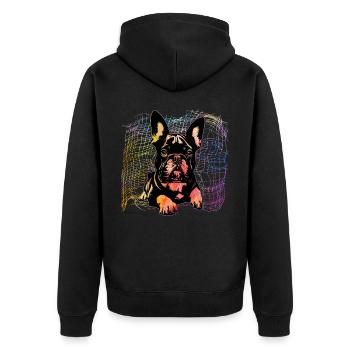 Bouledogue français - Veste à capuche bio Premium Unisexe - noir - Dos - Nico (187cm)