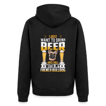 Je veux juste boire de la bière fraîche avec un bouledogue français - Veste à capuche bio Premium Unisexe - noir - Dos - Nico (187cm)