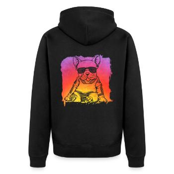 Bouledogue français - Veste à capuche bio Premium Unisexe - noir - Dos - Nico (187cm)