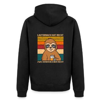 Lauterbach hat recht 2 Dosen reichen nicht - Unisex Premium Bio Zip Hoodie - Schwarz - Hinten - Nico (187cm)