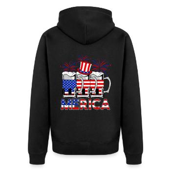 Happy Merica Beer USA Drapeau américain - Veste à capuche bio Premium Unisexe - noir - Dos - Nico (187cm)