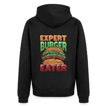 Expert Burger Eater Cheeseburger - Unisex Premium Organic Zip Hoodie - black - Back - Nico (187cm)