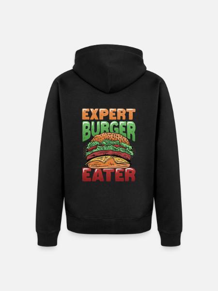 Expert Burger Eater Cheeseburger - Unisex Premium Organic Zip Hoodie - black