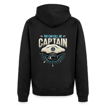 You can call me captain, boatman - Unisex Premium Organic Zip Hoodie - black - Back - Nico (187cm)