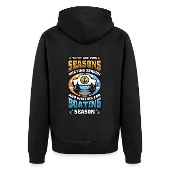 Warten Auf Die Bootssaison, Bootsführer - Unisex Premium Bio Zip Hoodie - Schwarz - Hinten - Nico (187cm)