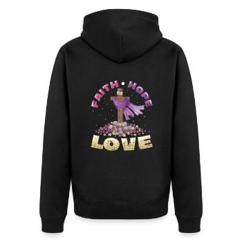 Faith, Hope, Love Church, Religion - Unisex Premium Organic Zip Hoodie - black - Back - Nico (187cm)