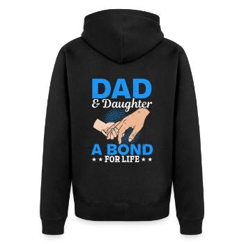 Papa et fille - Une alliance pour la vie - Fête des pères - Veste à capuche bio Premium Unisexe - noir - Dos - Nico (187cm)