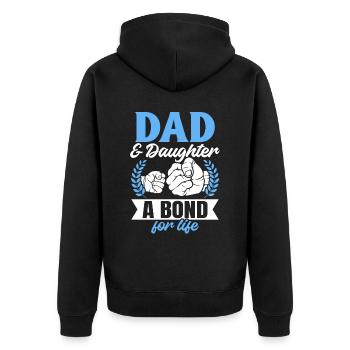 Papa et fille - Une alliance pour la vie - Fête des pères - Veste à capuche bio Premium Unisexe - noir - Dos - Nico (187cm)