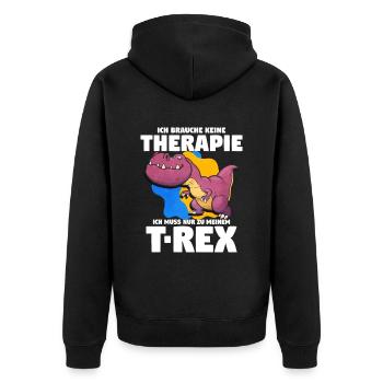 T-Rex - Unisex Premium Bio Zip Hoodie - Schwarz - Hinten - Nico (187cm)