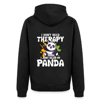 Panda - Unisex Premium Organic Zip Hoodie - black - Back - Nico (187cm)