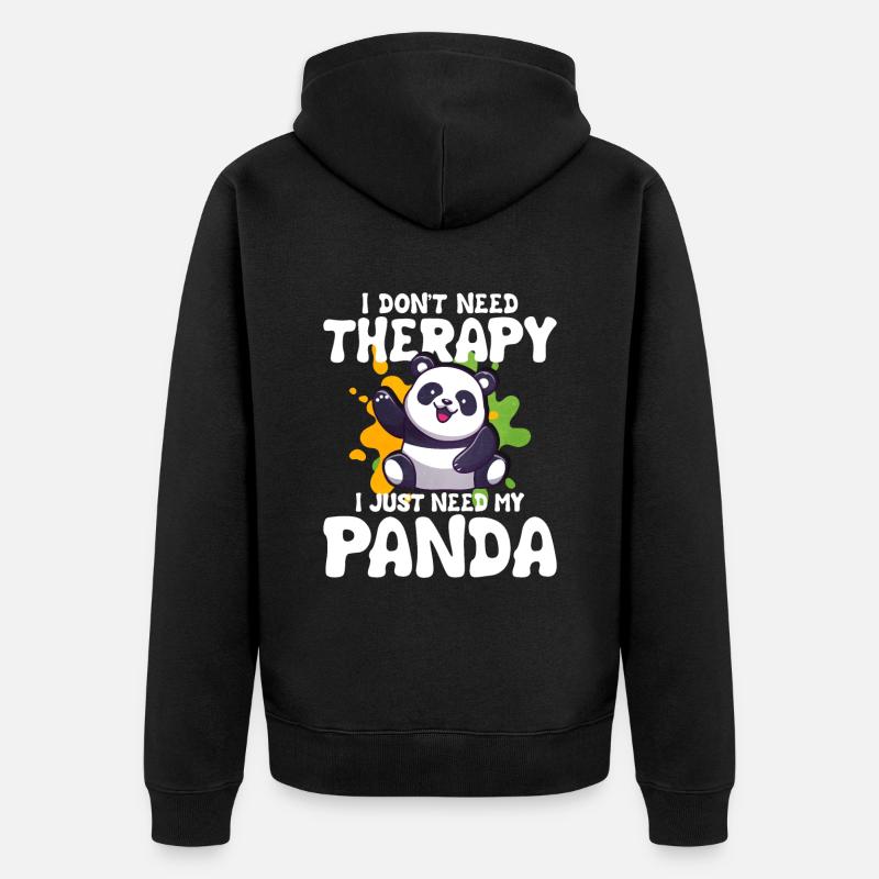 Panda - Unisex Premium Bio Zip Hoodie - Schwarz